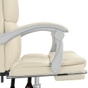 VidaXL Rozkładany fotel biurowy, kremowy, sztuczna skóra
