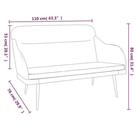 VidaXL Ławka, żółta, 110x76x80 cm, obita aksamitem