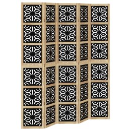 VidaXL Parawan pokojowy, 5-panelowy, brązowo-czarny, lita paulownia