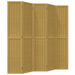 VidaXL Parawan pokojowy, 5-panelowy, brązowy, lite drewno paulowni
