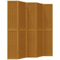 VidaXL Parawan pokojowy, 5-panelowy, brązowy, lite drewno paulowni