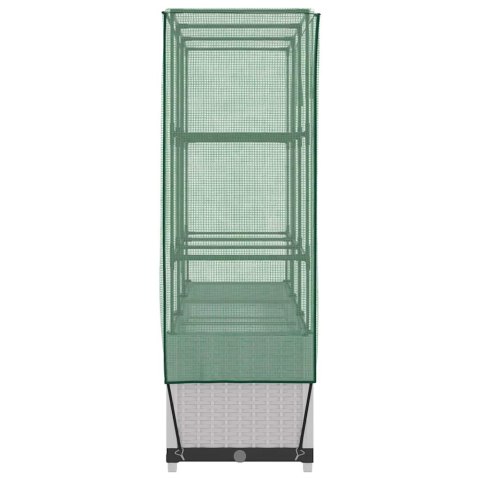 PODWYŻSZONA DONICA ZE SZKLARNIĄ WYGLĄD RATTANU 120X40X138CM