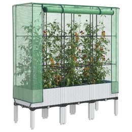 PODWYŻSZONA DONICA ZE SZKLARNIĄ WYGLĄD RATTANU 120X40X140CM