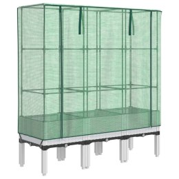 PODWYŻSZONA DONICA ZE SZKLARNIĄ WYGLĄD RATTANU 120X40X140CM