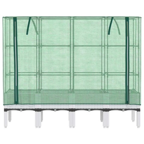 PODWYŻSZONA DONICA ZE SZKLARNIĄ WYGLĄD RATTANU 160X40X140CM