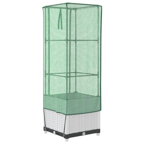 PODWYŻSZONA DONICA ZE SZKLARNIĄ WYGLĄD RATTANU 40X40X139CM