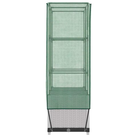 PODWYŻSZONA DONICA ZE SZKLARNIĄ WYGLĄD RATTANU 80X40X138CM