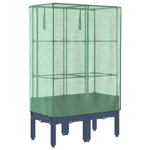 PODWYŻSZONA DONICA ZE SZKLARNIĄ WYGLĄD RATTANU 80X40X140CM