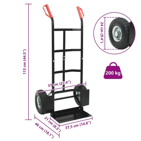 VidaXL Wózek ręczny Czarny i czerwony 57 x 46 x 113 cm Stal