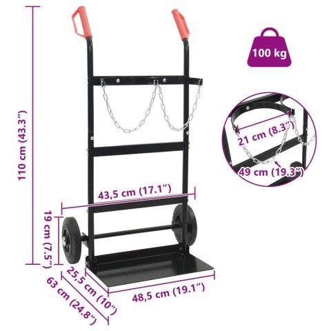 VidaXL Wózek ręczny Czarny i czerwony 63 x 43,5 x 110 cm Stal