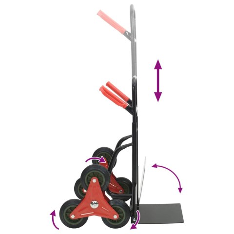 VidaXL Wózek ręczny Czarny i czerwony 64,5 x 49,5 x 114 cm Stal