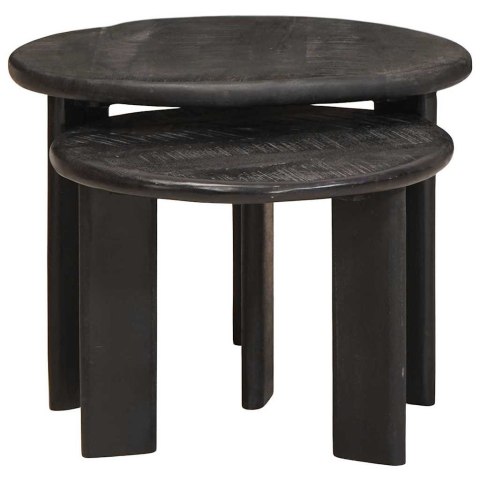 NESTING STOŁY KAWOWE 2 SZT. BIAŁY DREWNO Z MANGO