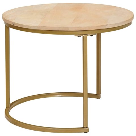 NESTING STOŁY KAWOWE 2 SZT. BIAŁY LITE DREWNO MANGO I STAL