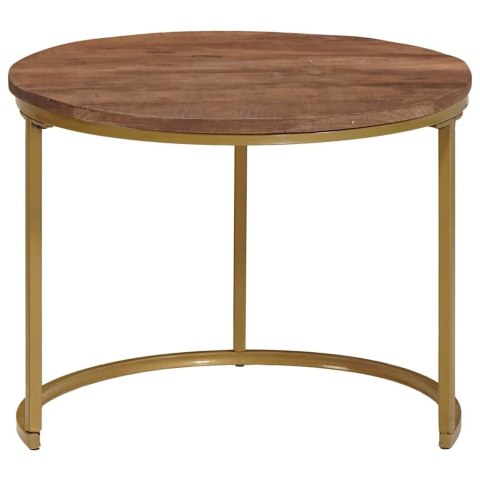 NESTING STOŁY KAWOWE 2 SZT. CIEMNY BRĄZ LITE DREWNO MANGO I STAL