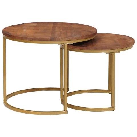 NESTING STOŁY KAWOWE 2 SZT. LITE DREWNO MANGO I STAL