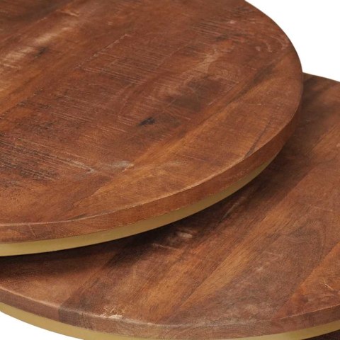 NESTING STOŁY KAWOWE 2 SZT. LITE DREWNO MANGO I STAL