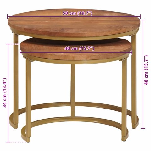 NESTING STOŁY KAWOWE 2 SZT. LITE DREWNO MANGO I STAL