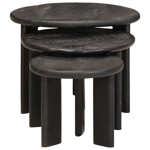 NESTING STOŁY KAWOWE 3 SZT. BIAŁY DREWNO Z MANGO