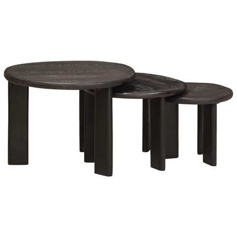 NESTING STOŁY KAWOWE 3 SZT. BIAŁY DREWNO Z MANGO