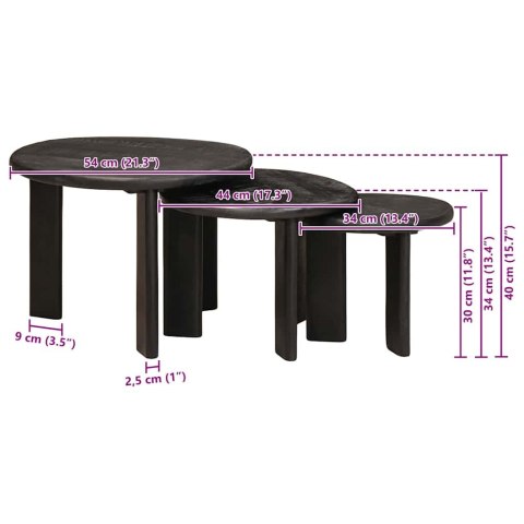 NESTING STOŁY KAWOWE 3 SZT. BIAŁY DREWNO Z MANGO