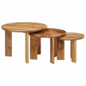 NESTING STOŁY KAWOWE 3 SZT. BRĄZOWY DREWNO Z MANGO