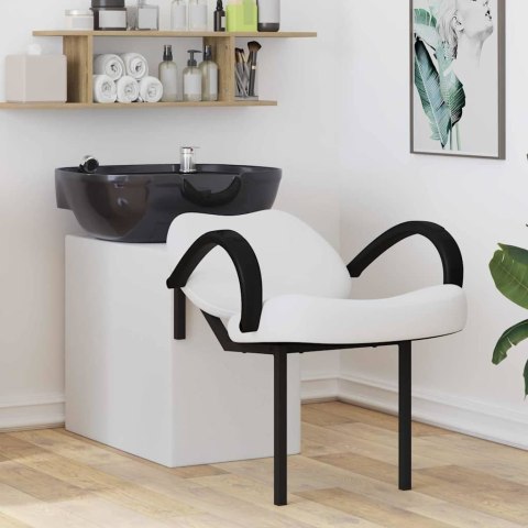 FOTEL DO SZAMPONU BIAŁY I CZARNY 63X141X92CM PVC