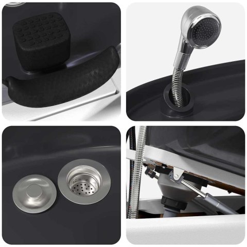 FOTEL DO SZAMPONU BIAŁY I CZARNY 63X141X92CM PVC