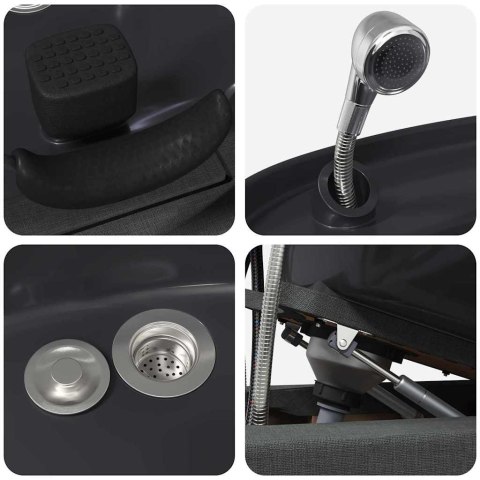 VidaXL Fotel do szamponu Ciemnoszary i czarny 63 x 141 x 92 cm tkanina