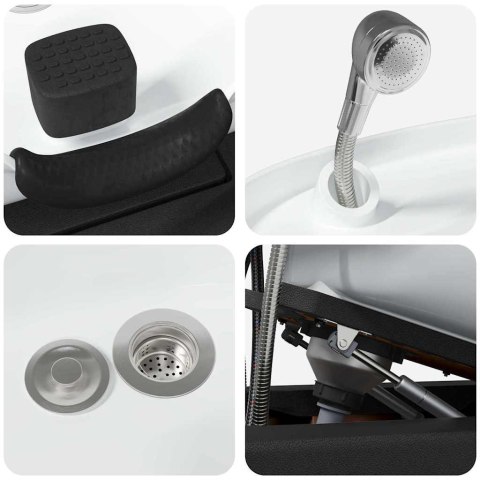 FOTEL DO SZAMPONU CZARNY I BIAŁY 63X141X92CM PVC