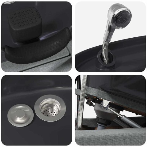 VidaXL Fotel do szamponu Jasnoszary i czarny 63 x 141 x 92 cm tkanina