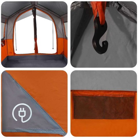 VidaXL Namiot rodzinny Szary i pomarańczowy 324 x 255 x 230 cm