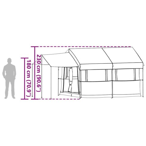 VidaXL Namiot rodzinny z dachem Zielony i Biały 324 x 255 x 230 cm