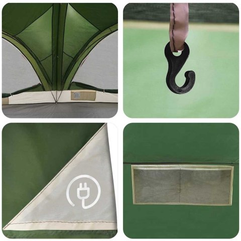 VidaXL Namiot rodzinny z dachem Zielony i szary 460 x 430 x 214 cm