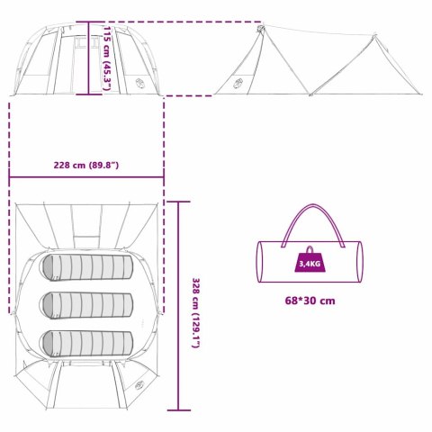 VidaXL Namiot tunelowy Szary i pomarańczowy 328 x 228 x 115 cm