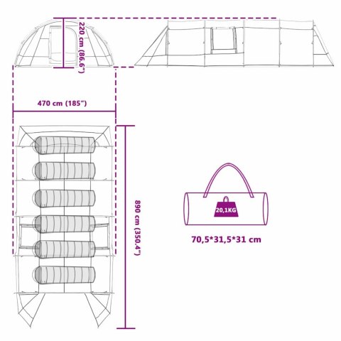 NAMIOT TUNELOWY SZARY I POMARAŃCZOWY 778X356X210CM