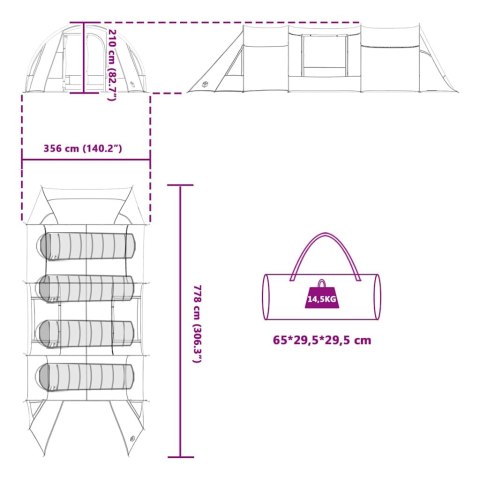 VidaXL Namiot tunelowy z dachem Niebieski i szary 778 x 356 x 210 cm