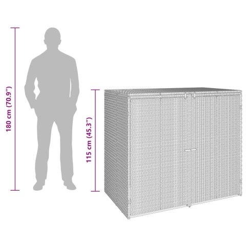 VidaXL Pojemnik na śmieci 2 pcs Czarny 65 x 80 x 115 cm Polietylen