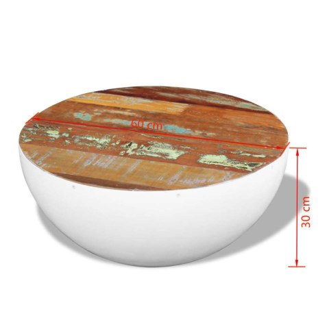 STOLIK KAWOWY W KSZTAŁCIE MISY DREWNO Z ODZYSKU 60X60X30CM