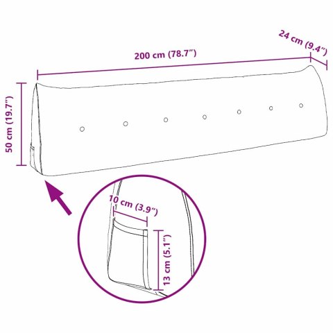 VidaXL Poduszka na plecy Zielony morski 200 x 24 x 50 cm Aksamit