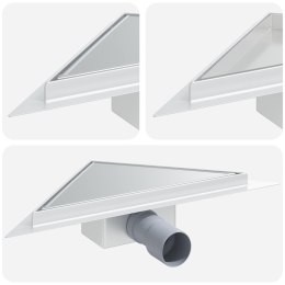 2 W 1 TRÓJKĄTNY ODPŁYW PRYSZNICOWY SREBRNY 25X25CM