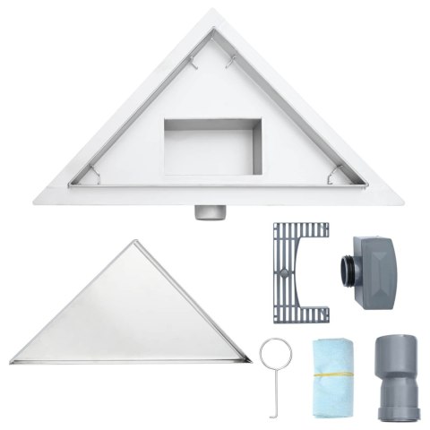 VidaXL 2 w 1 Trójkątny odpływ prysznicowy Srebrny 25 x 25 cm