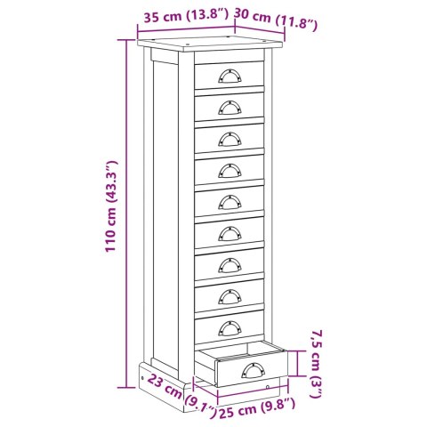 KOMODA Z SZUFLADAMI Z SZUFLADĄ BRĄZOWY 35,5X30X100CM