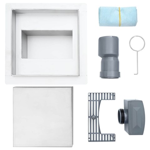 VidaXL Odpływ prysznicowy 2 w 1 Srebrny 20 x 20 cm Stal nierdzewna 304