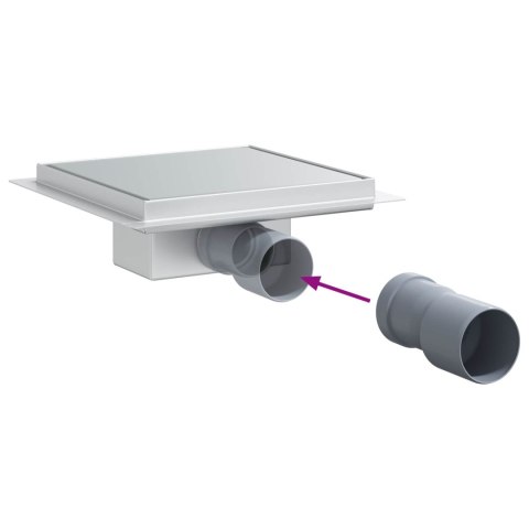 VidaXL Odpływ prysznicowy 2 w 1 Srebrny 20 x 20 cm Stal nierdzewna 304