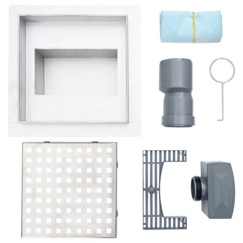 VidaXL Odpływ prysznicowy 2 w 1 Srebrny 20 x 20 cm Stal nierdzewna 304