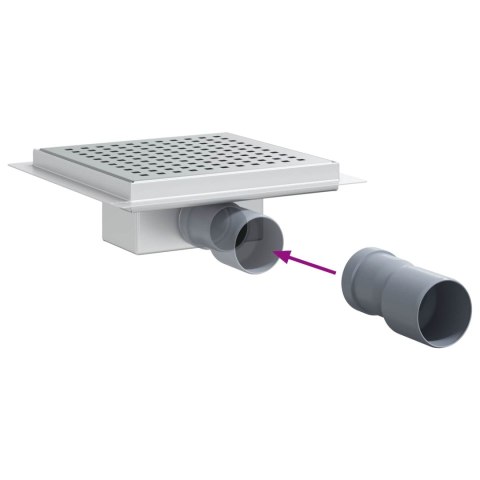 VidaXL Odpływ prysznicowy 2 w 1 Srebrny 20 x 20 cm Stal nierdzewna 304