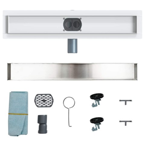 ODPŁYW PRYSZNICOWY2W1 Z SYFONEM 360° SREBRNY 50CM