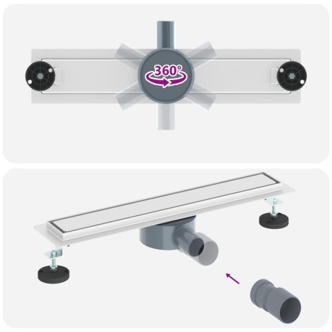 ODPŁYW PRYSZNICOWY2W1 Z SYFONEM 360° SREBRNY 50CM