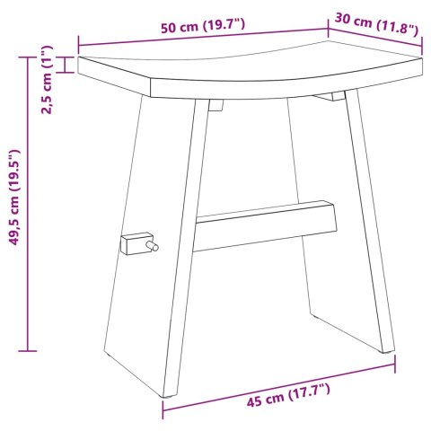 STOŁEK ŁAZIENKOWY BRĄZOWY 50X29,5X50,5CM