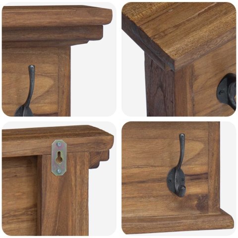 VidaXL Wieszak na płaszcze montowany na ścianie Naturalny